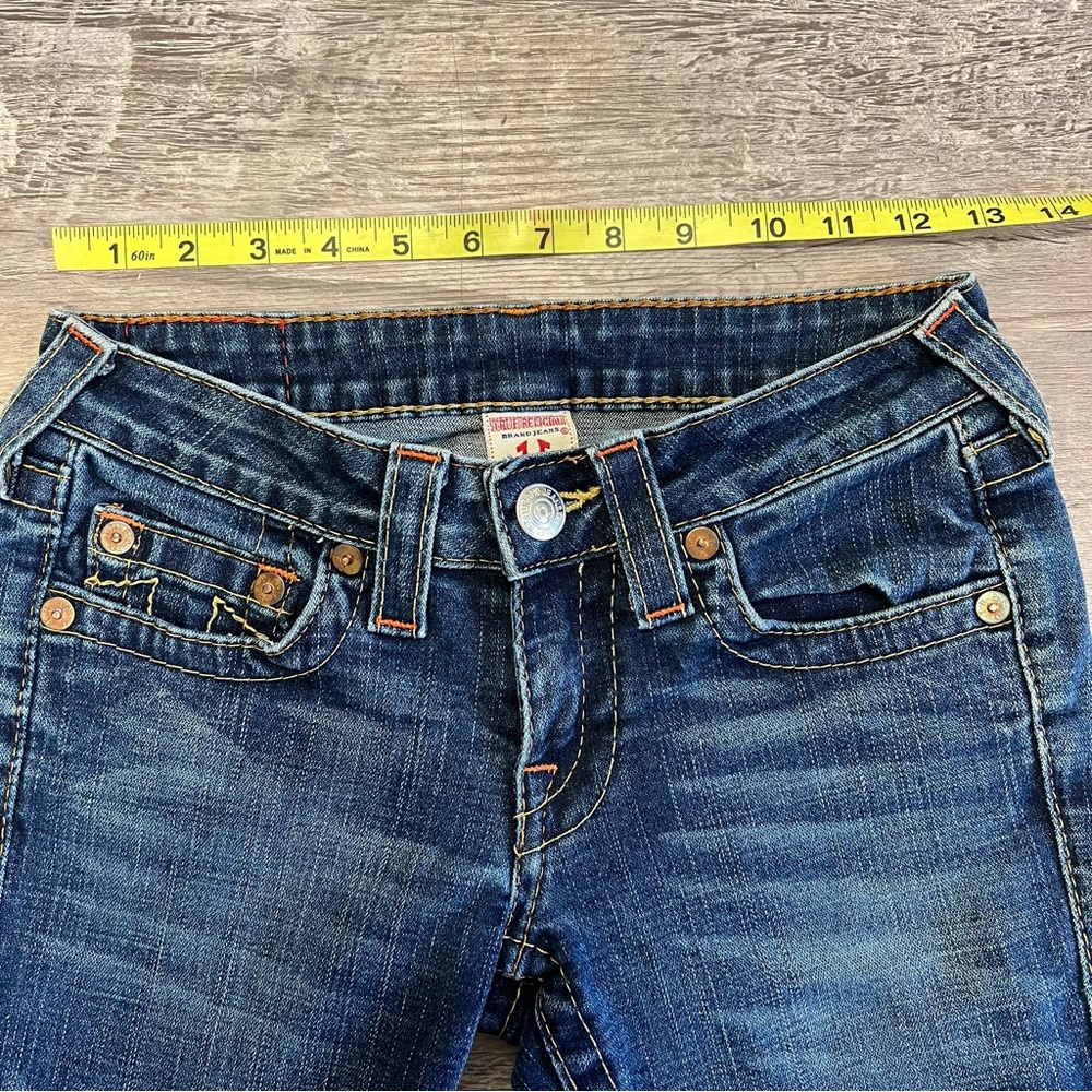 True Religion Western Medium Blue Straight Leg Jeans with Contrast Stitching - Picture 8 of 13
